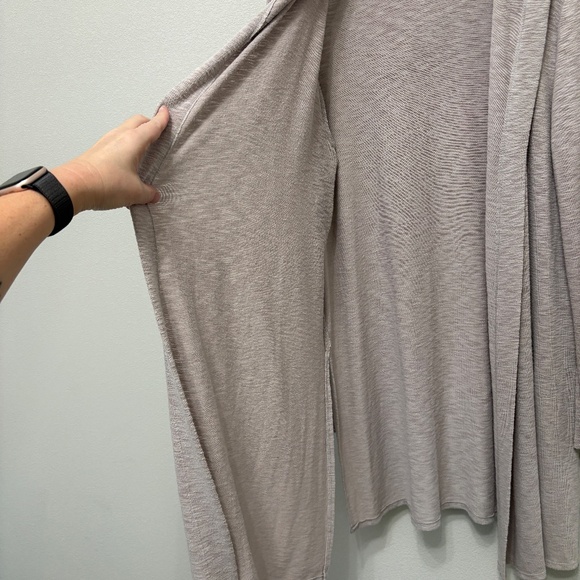 Laila Jayde Hooded Open Duster Cardigan - Greige, XL - Picture 5 of 8